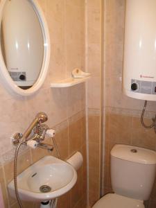 バルチクにあるGuest House Kibelaのバスルーム(洗面台、トイレ、鏡付)