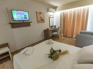 Televiisor ja/või meelelahutuskeskus majutusasutuses Harmony Rethymno Beach