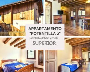 un collage de photos d'une chambre et d'un appartement en portugais dans l'établissement Albergo Diffuso Sutrio Zoncolan, à Sutrio