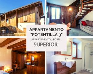 un collage de photos d'une salle de bains et d'une maison dans l'établissement Albergo Diffuso Sutrio Zoncolan, à Sutrio