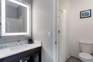 a bathroom with a sink and a toilet and a mirror at Comfort Inn & Suites in Memphis