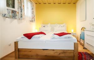 1 dormitorio con 1 cama con 2 almohadas en Cozy Home In Deutsch-schtzen With Kitchen, en Eisenberg an der Pinka