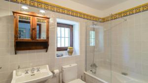 ein Badezimmer mit Toilette, Waschbecken und Dusche in der Unterkunft Finca Colores en el Viento Frigiliana by Ruralidays in Frigiliana