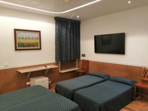 Televízia a/alebo spoločenská miestnosť v ubytovaní Hotel Verona Rome