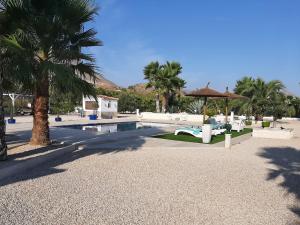 ein Resort mit einem Pool und Palmen in der Unterkunft La Dolce Vita in Macisbenda