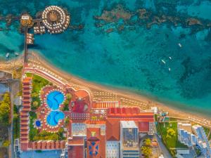 an overhead view of a resort on the beach at Salamis Bay Conti Hotel Resort & SPA & Casino in Famagusta