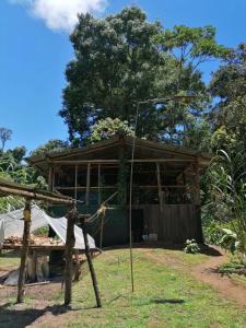 a house that is under construction in the grass at Rio Agujitas Eco-Jungle in Drake