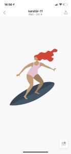 an illustration of a woman riding a surfboard at HOTEL N Hostel Malmö City in Malmö