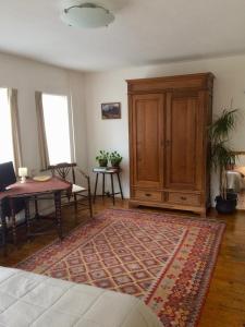 sala de estar con armario de madera y alfombra en Eikenburg B&B, en Eindhoven 22 fotos más