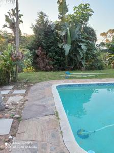 una piscina junto a un patio con árboles en Atholl Heights Home, en Westville