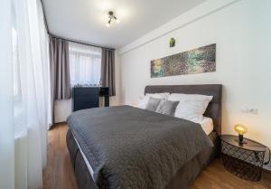 Posteľ alebo postele v izbe v ubytovaní Aviatik apartments