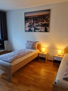 Postel nebo postele na pokoji v ubytování Monteurwohnung Mockau