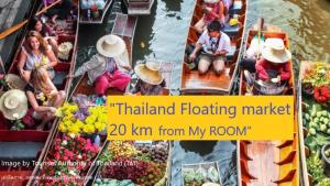 a collage of photos of people on boats in the water at My Room in Ratchaburi