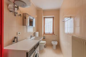a bathroom with a sink and a toilet at Condominio Le Coste in Falcade