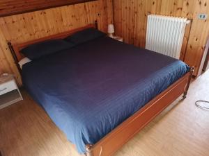 CesaraにあるCASA VACANZE LA MADONNINAの青い毛布が掛けられた大きなベッドのある寝室