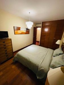 1 dormitorio con 1 cama, vestidor y 1 cama sidx sidx sidx en Apartamento Lola2 Boltaña, en Boltaña