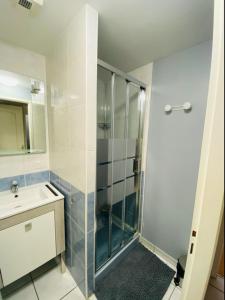 a bathroom with a shower and a sink at Bel appartement cœur de ville in Chalon-sur-Saône