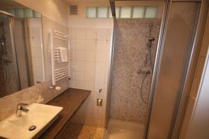 a bathroom with a shower and a sink at City Lodging Apartments in Berlin +14 photos