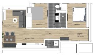 a floor plan of a small apartment with a layout at Haus Talita - Wohnung GOLF in Juist +7 photos