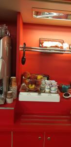 a counter with a bowl of food in a kitchen at hotelF1 Saint Etienne in Saint-Étienne +32 photos
