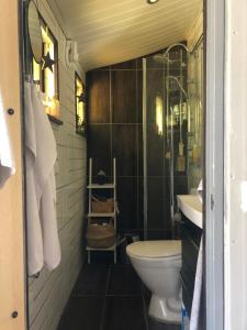 een badkamer met een toilet en een wastafel bij Ingarö Brudbergsvägen 17 in Stockholm