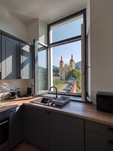 Kuchyň nebo kuchyňský kout v ubytování Apartmány Klášterní 84