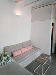 A seating area at Serifos Sugar Cubes