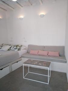 A seating area at Serifos Sugar Cubes