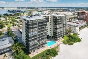 an aerial view of a building on the beach at 501 Shores of Madeira in St Pete Beach