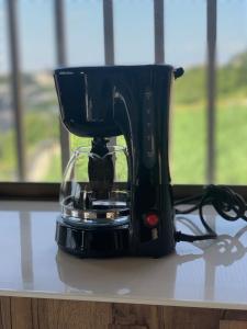 a black blender sitting on top of a counter at Japanestジャパネスト in Tomigusuku