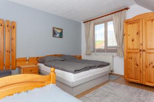 um quarto com uma cama e uma janela em Penzión Javor em Ždiar