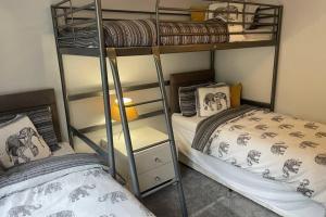 Двухъярусная кровать или двухъярусные кровати в номере 2 bedroom 2 bathroom luxury apartment 1 minute from Lake pet friendly free parking