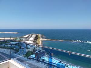 a view of a beach and the ocean at 26th of July Apartments in Alexandria