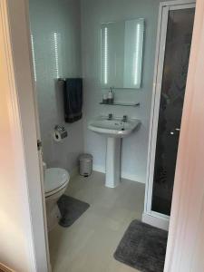 a bathroom with a sink and a toilet at Haste Ye Back in Inverness