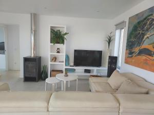 A television and/or entertainment centre at Private villa with pool in Lajares