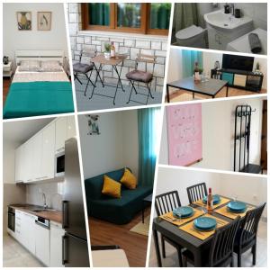 un collage di foto di una cucina e di un soggiorno di Apartment Neretva a Čapljina