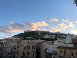 vistas a una ciudad con edificios y una colina en B&B Tecla, en Nápoles