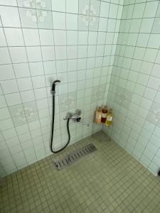 a bathroom with a shower in a tiled room at ゲストハウス喜舎場 in Ishigaki Island +22 photos