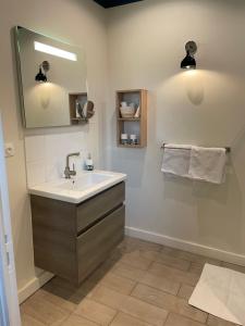 un bagno con lavandino e specchio di Maison La Tour a Dinan Altre 17 foto