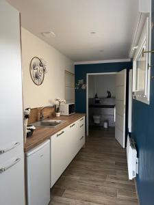 cocina con fregadero y encimera en Escapade de Vauclair, en Bouconville-Vauclair