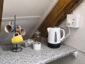 een aanrecht met een koffiezetapparaat en een broodrooster bij Oupie-se-Plekkie in Velddrif