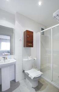 un bagno con wc, lavandino e doccia di Apartamentos Calvet a Barcellona Altre 135 foto