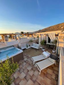a view of a patio with a swimming pool at Penthouse La Azohia Beach in La Azohía