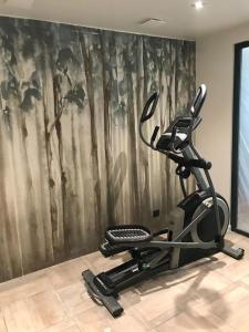 a gym with a exercise bike in a room at The French Lodge in Peisey-Nancroix