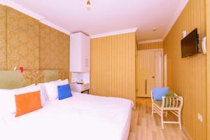 een hotelkamer met een bed en een televisie bij Walnut Shell Hotel in Istanbul
