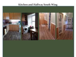 two pictures of a kitchen and hall way south wing at Bannockburn Inn in Helmsdale