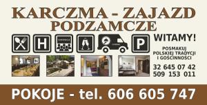 plakat na pokaz samochodów ze zdjęciem pokoju w obiekcie Zajazd Podzamcze w mieście Olkusz