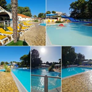un collage de fotos de una piscina en Louons ensemble, en Saint-Jean-de-Monts