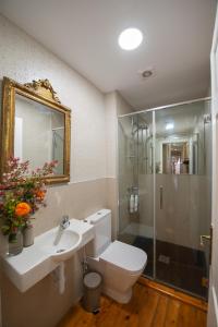 パンプローナにあるHeart of Pamplona Palaceのバスルーム(トイレ、洗面台、シャワー付)