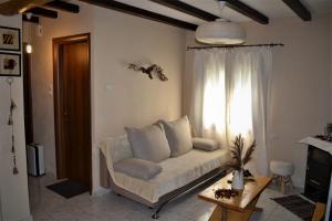 a living room with a couch and a window at Elati Mansion in Elati